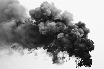 black smoke isolated on white background cutout image - obrazy, fototapety, plakaty