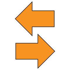 Orange arrow icon on white background. flat style. arrow icon for your web site design, logo, app, UI. arrow indicated the direction symbol. curved arrow sign vector illustration.