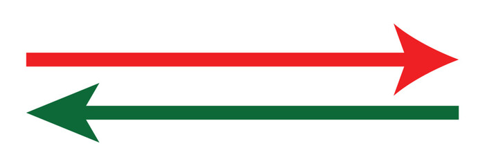 Green arrow, red arrow, shiny icon. Vector Illustration.
