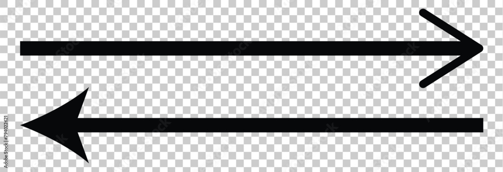 Poster straight long arrow, left thin line, black cursor, horizontal element, thick pointer vector icon iso