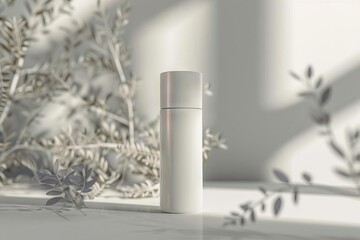 blank white rollon deodorant bottle mockup with glossy glass texture 3d rendering - obrazy, fototapety, plakaty