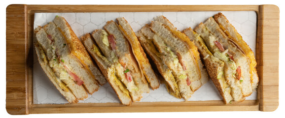 Classic club sandwich with Turkey Ham, Egg, Cheese, Vegetables