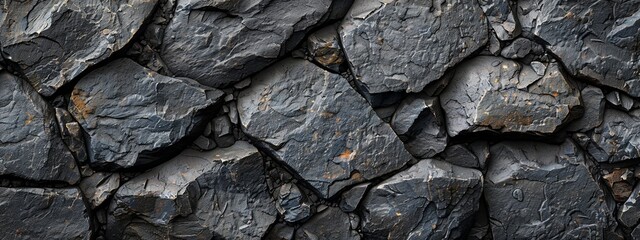 A close-up of interlocking dark slate stones with varying textures.