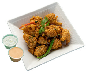 Spicy Chilli onion meat ball bites served with tzatziki and sauce 