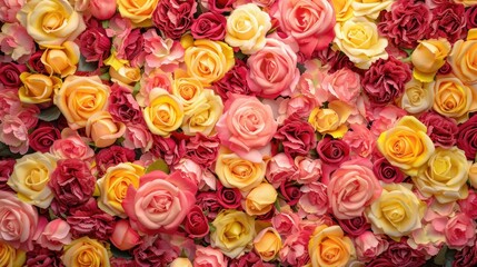 The pink backdrop adorned with vibrant yellow and red roses sets the perfect stage for occasions like birthdays Valentine s Day Mother s Day weddings and engagements