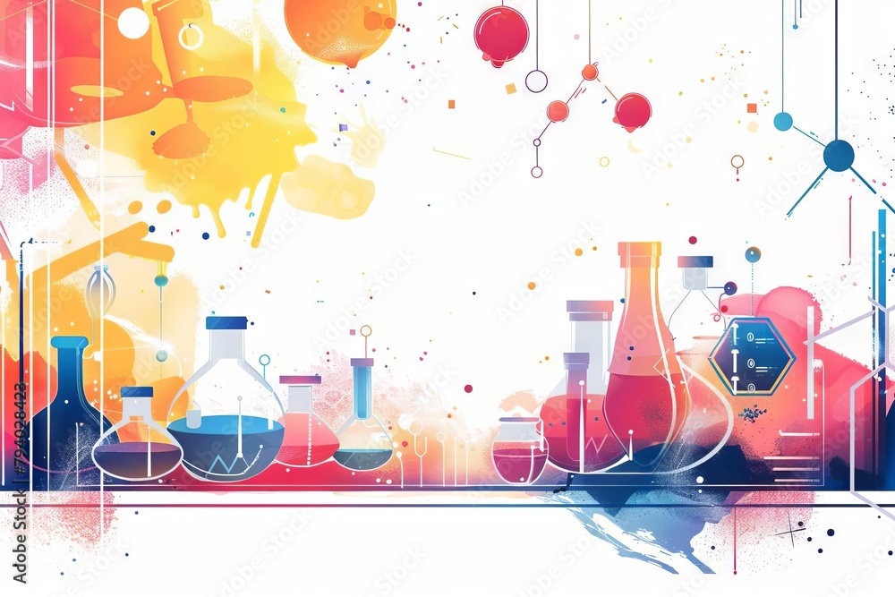 Canvas Prints colorful chemical science research lab banner background illustration