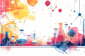 colorful chemical science research lab banner background illustration