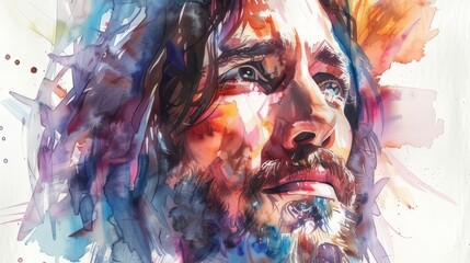 Watercolor illustration of Jesus Christ
