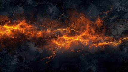 Fototapeta na wymiar electric orange lightning streaking across a dramatic night sky illuminating the darkness digital art