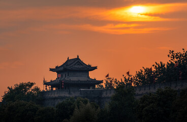 Fototapeta premium The historic Xi'an City Wall in Xi'an, China