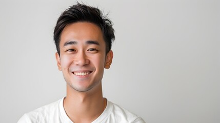 Radiant Asian Man's Gentle Smile: Expressing Approachable Friendliness