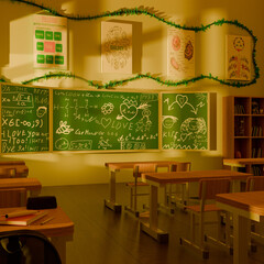 atmospheric simple scene of a school classroom