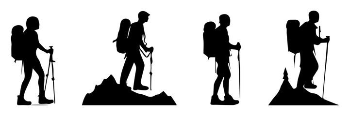 Illustration of a silhouette of hiking 