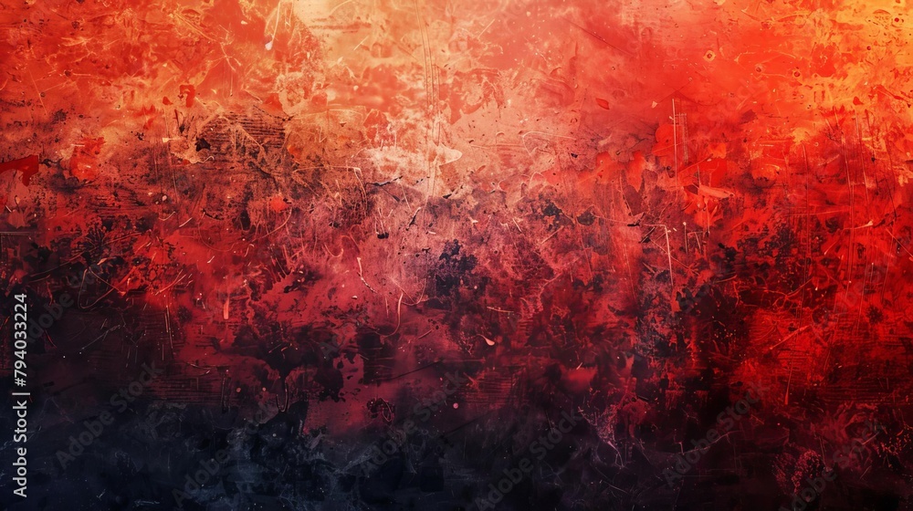 Poster fiery red and black gradient with a grungy grainy texture creating an intense and dramatic abstract 