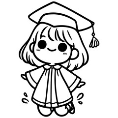 a graduate cap and gown, jumping with excitement