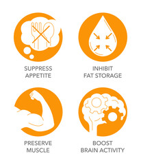 Icons set with negative space for food supplements