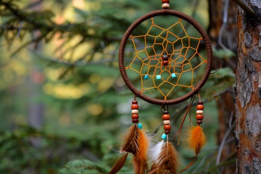 dreamcatcher with feathers and beads native american culture