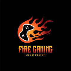 Game fire logo Icon design on isolated black background