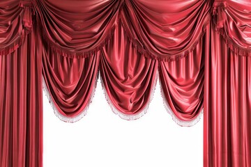 elegant red theater curtains isolated on white background theatrical stage element