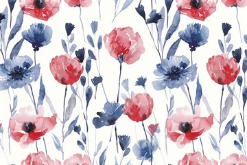 elegant watercolor wildflower seamless pattern for fabric and stationery design