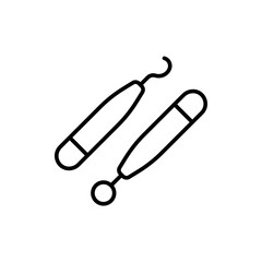Dental tool outline icons, minimalist vector illustration ,simple transparent graphic element .Isolated on white background