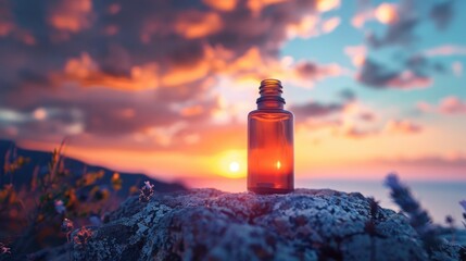 Allergy Relief Medication against a Vibrant Sunset Gradient Backdrop - obrazy, fototapety, plakaty
