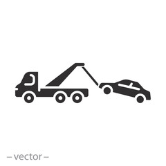 tow away zone icon, no parking any time, car tow, flat symbol on white background - vector illustration