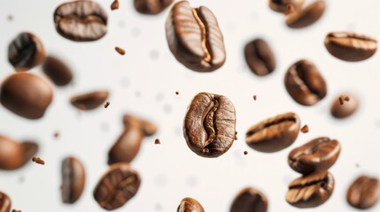 Floating Coffee Beans in Air
