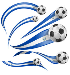 El salvador flag set with soccer ball set icon. vector illustration