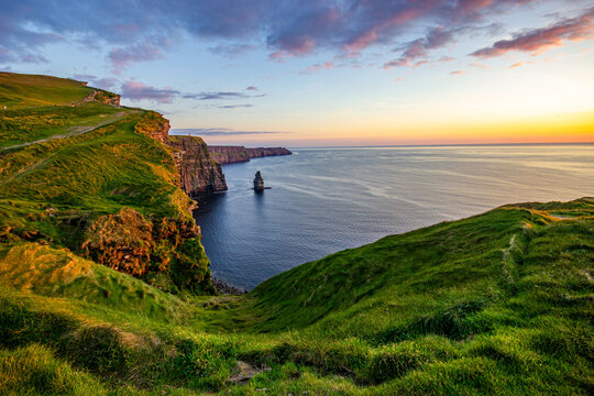 Cliffs of Moher at sunset. Ireland