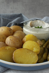 Creamy Herring with Boiled Potatoes and Pickles: Traditional German Delicacy