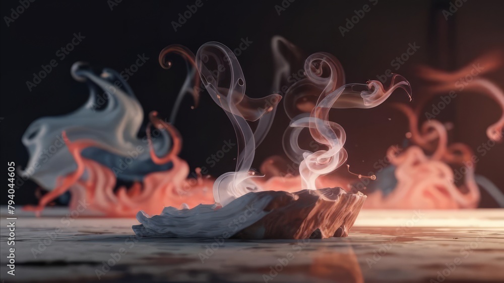 Wall mural background with abstract smoke of different colors.