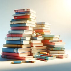 Stack of books in a minimalist background