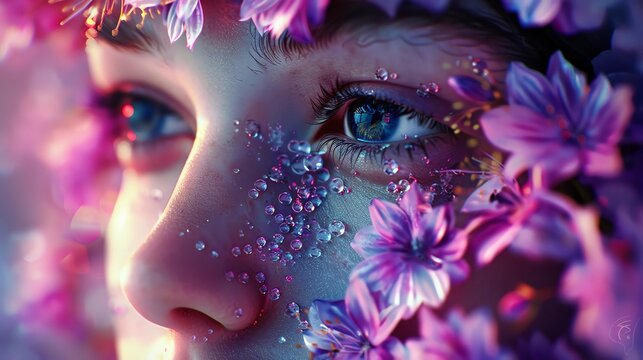 Capture the heartbreaking beauty of love lost with a dramatic macro photograph Show intricate details to convey emotions Use vivid colors and soft focus to enhance the narrative, Digital Rendering