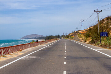 View Of Coastal Road In South Central Coast Of Vietnam.