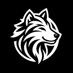 Fototapeta premium wolf head logo with monochrome theme, brave wolf, black and white