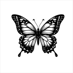 Flying butterflies silhouette black set isolated on transparent background