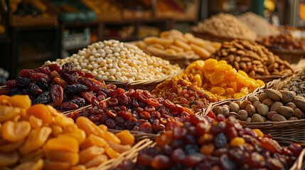 Dried fruit and nuts - obrazy, fototapety, plakaty