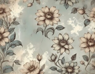Fototapeta premium Vintage Floral Pattern with Soft Muted Colors