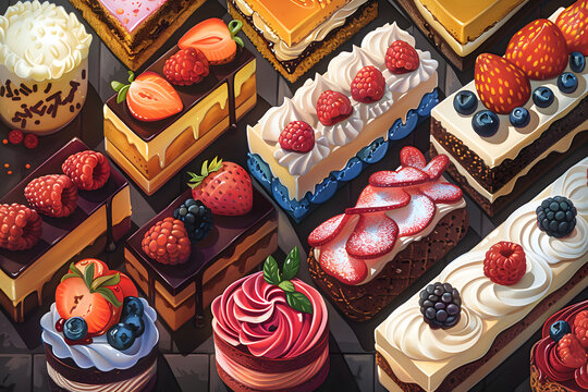 desserts in illustrated 
