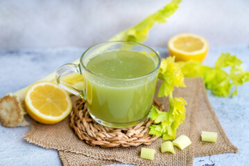 Celery Healthy Green Juice in glass cup