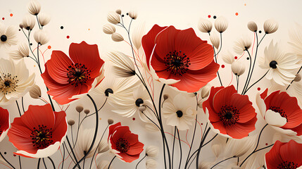 poppy flowers background - obrazy, fototapety, plakaty