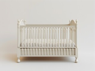 Elegant and Cozy Baby Crib in Minimalist White Nursery Interior Design - obrazy, fototapety, plakaty