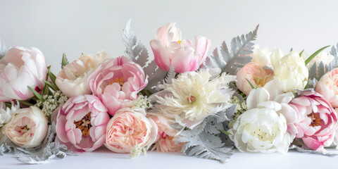 Pastel Floral Elegance with Blooming Tulips and Delicate Dahlias