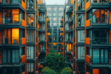 Modern architecture featuring colorful apartment buildings