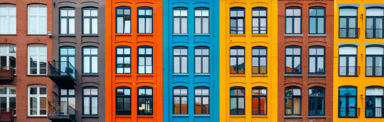 Fototapeta premium Colorful residential facades in contemporary architecture style