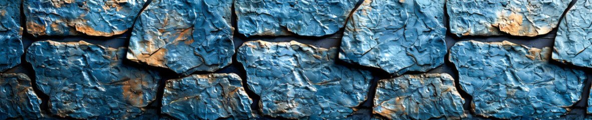 Cracked Blue Paint on Rough Textured Surface