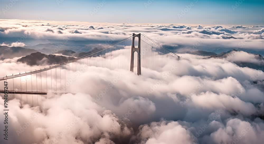 Wall mural bridge over the clouds.