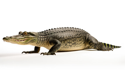 Naklejka premium Isolated crocodile on a stark white background