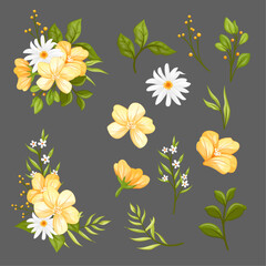 Yellow Flower floral Watercolor Illustration
